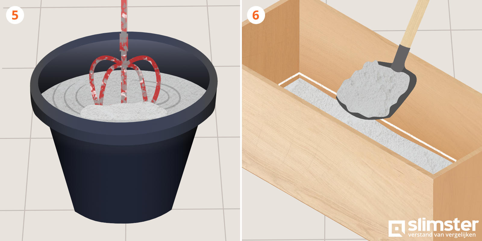 Betonnen plantenbak maken stap 5/6